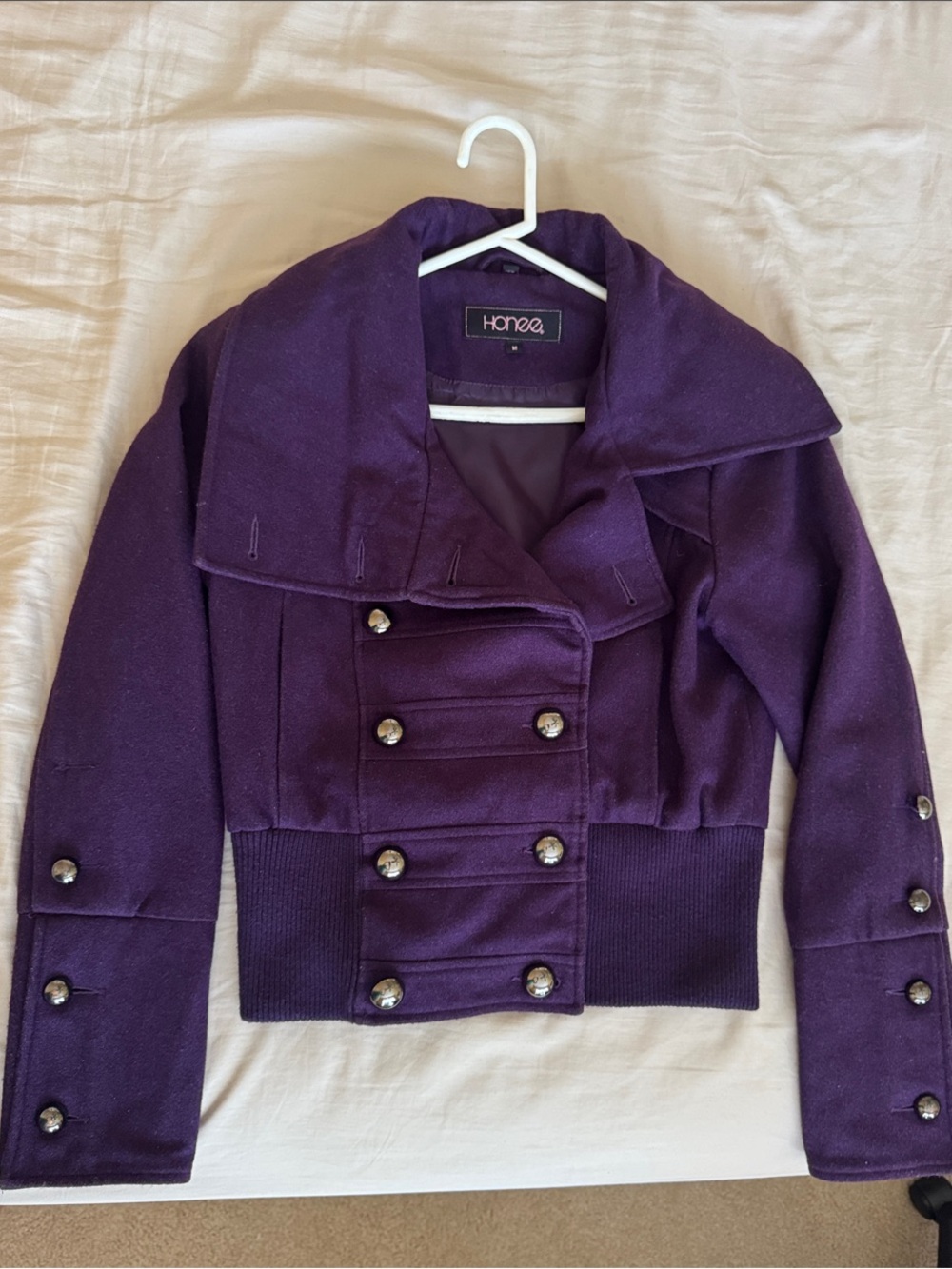Women's Plum Double-Breasted Pea Coat